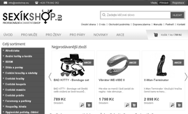 Internetová stránka www.sexikshop.eu